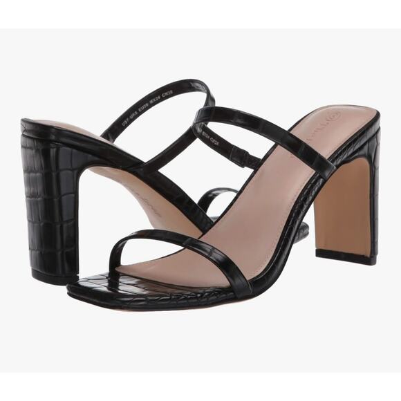 The Drop Women's Avery Square Toe Two Strap High Heeled Sandal, Black, Size 9 - Picture 6 of 7